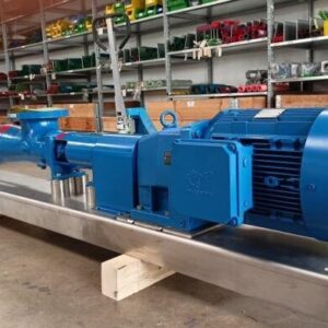 Fludyn BEH 1500 eccentric screw pump / mono pump complete with motor mounted on stainless steel base plate