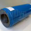 A blue stator for Allweiler's AEB1E 380 mono-pumps sits diagonally in front of a neutral white background. On the left you can see into the opening for the rotor (the eccentric screw). The inside of the stator is made of black elastomer.