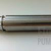 A metal plug-in shaft lies across a plain white background. The openings and holes for connecting the joint can be seen on the left. On the right, you can see a hole for connecting to the motor.